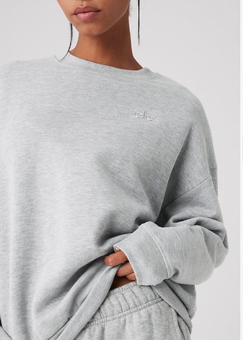 Alo yoga Gri Oversize Kadın bisiklet yaka Sweatshirt