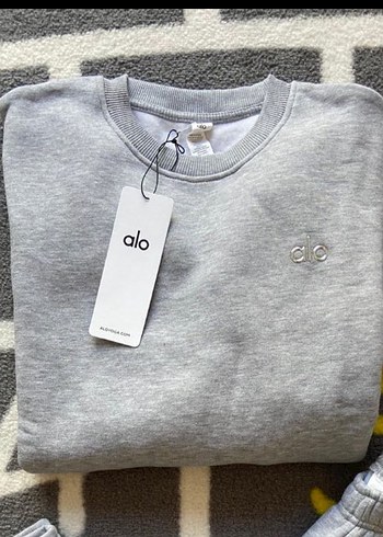 Diğer Alo yoga Gri Oversize Kadın bisiklet yaka Sweatshirt