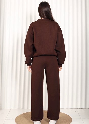 Alo yoga Oversize Kadın eşofman takım kahverengi - Görsel 4