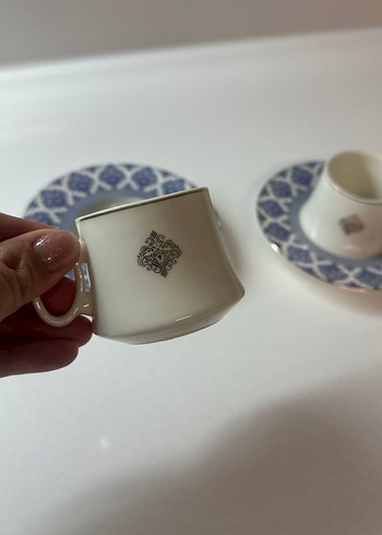 Tekbir marka Mavi ve beyaz Desenli İki kişilik Fincan Takımı - Görsel 2