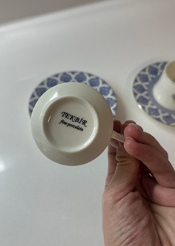 Tekbir marka Mavi ve beyaz Desenli İki kişilik Fincan Takımı - Görsel 4