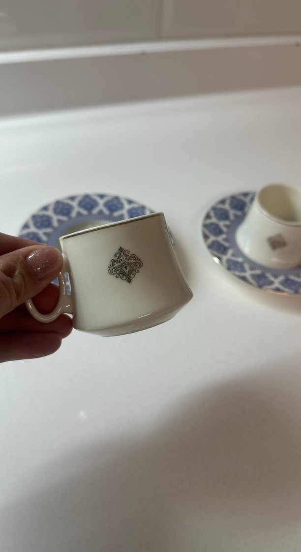 Tekbir marka Mavi ve beyaz Desenli İki kişilik Fincan Takımı - Görsel 2