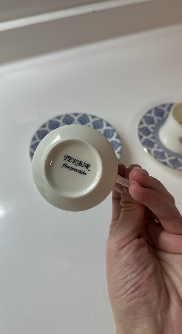 Tekbir marka Mavi ve beyaz Desenli İki kişilik Fincan Takımı - Görsel 4