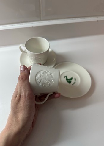 Beyaz Starbucks 2li Kahve Fincanı ve Tabağı Seti - Görsel 5