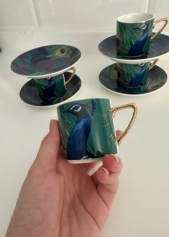 Karaca Renkli Tavuskuşu Desenli 4'lü Fincan Takımı - Görsel 6