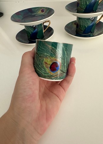 Karaca Renkli Tavuskuşu Desenli 4'lü Fincan Takımı - Görsel 7