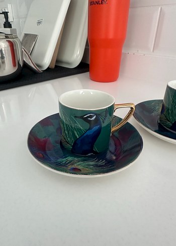 Karaca Renkli Tavuskuşu Desenli 4'lü Fincan Takımı - Görsel 4