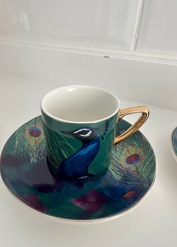 Karaca Renkli Tavuskuşu Desenli 4'lü Fincan Takımı - Görsel 3