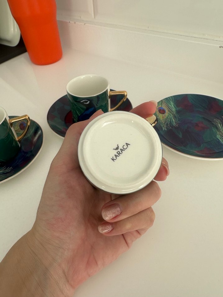 Karaca Renkli Tavuskuşu Desenli 4'lü Fincan Takımı - Görsel 5