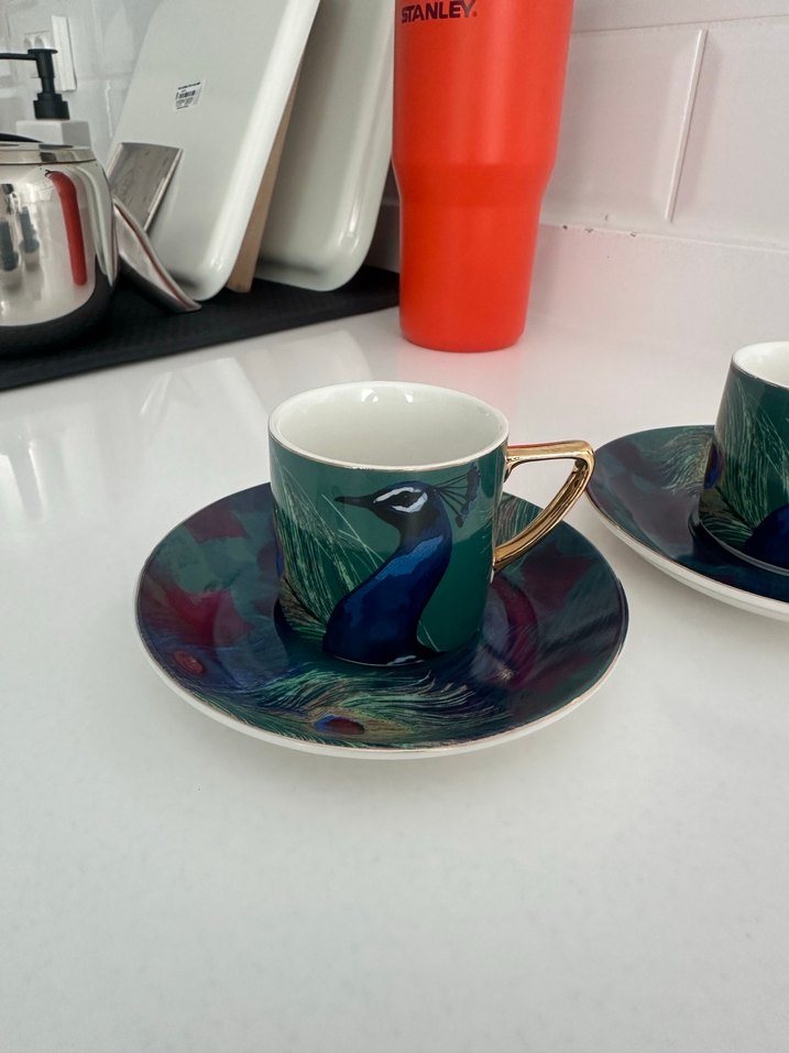 Karaca Renkli Tavuskuşu Desenli 4'lü Fincan Takımı - Görsel 4