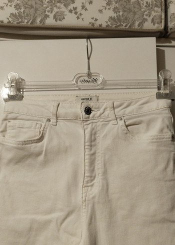 Forever 21 Beyaz Pamuklu Kot Pantolon