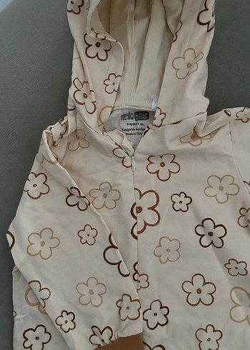 Kapüşonlu Çiçek Desenli Bebek Tulum - Görsel 2