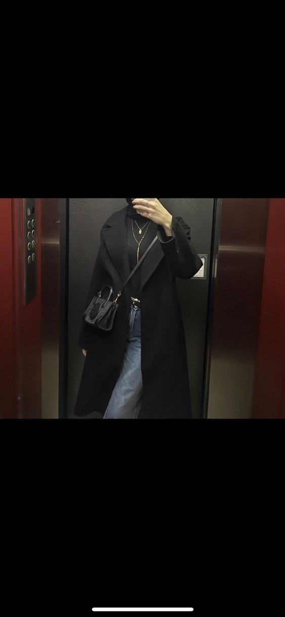 Siyah Düğmeli Uzun Kaban - Görsel 3