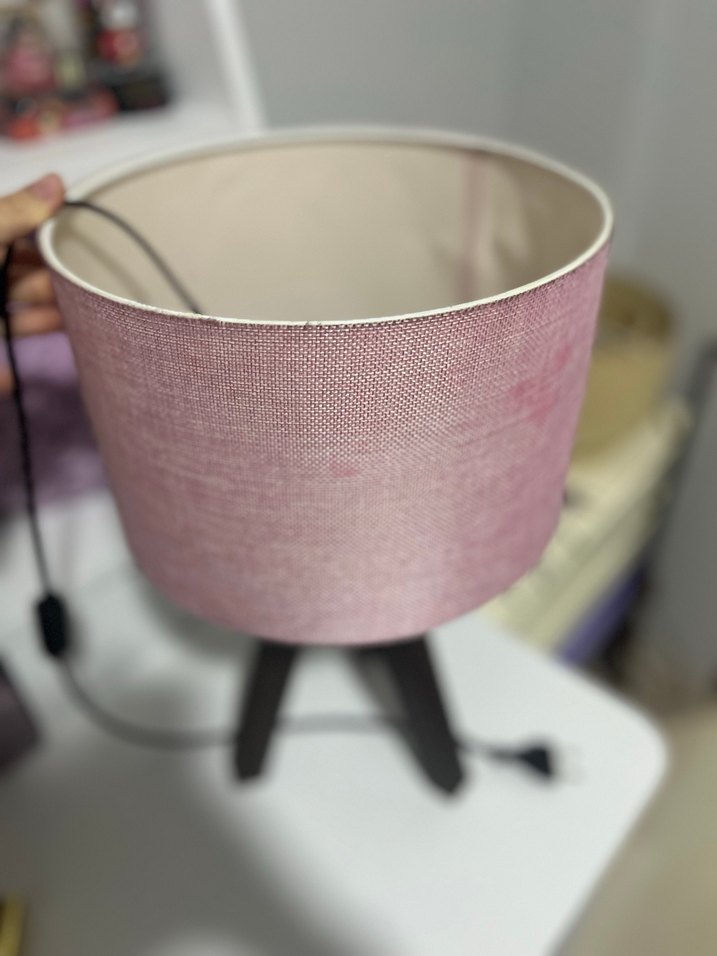 Açık Pembe Kumaş Abajurlu Masa Lambası - Görsel 2