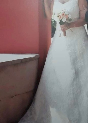38 Beden ten rengi Renk Gelinlik özel dikim Fransız güpür dantel