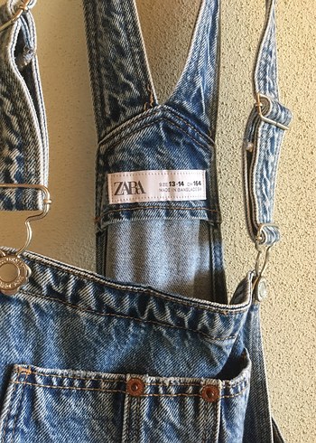 13-14 Yaş Beden Kız çocuk 13-14 yaş ZaraLacivert Midi Denim Tulum