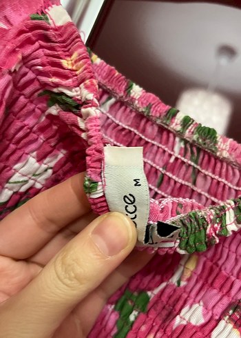 Pembe Çiçek Desenli Uzun Bohem Elbise - Görsel 2