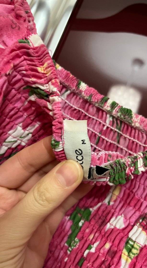 Pembe Çiçek Desenli Uzun Bohem Elbise - Görsel 2