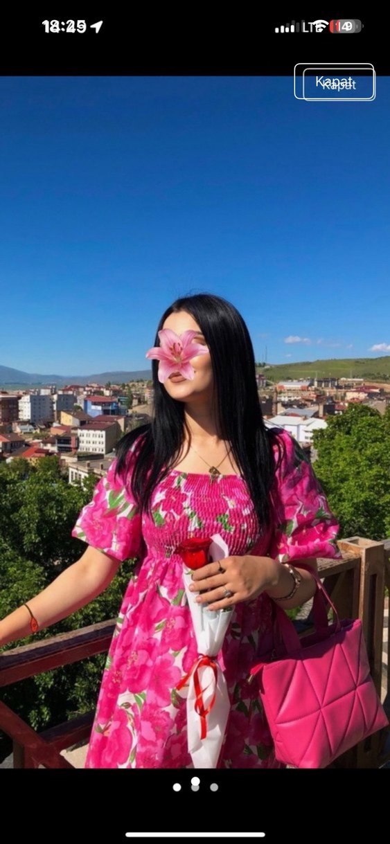 Pembe Çiçek Desenli Uzun Bohem Elbise - Görsel 3