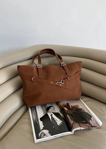 Kahverengi Süet Kemer Detaylı Kadın Çanta - Görsel 6