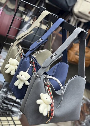 Camel Deri Kadın Çanta Püsküllü ve Ayıcık Detaylı - Görsel 3