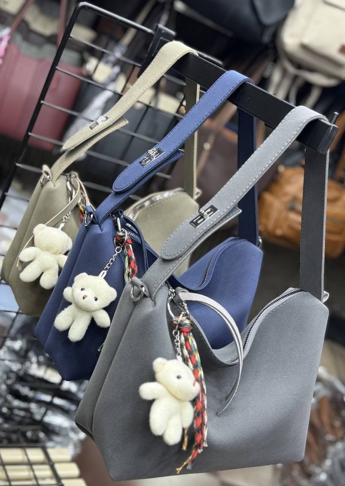 Camel Deri Kadın Çanta Püsküllü ve Ayıcık Detaylı - Görsel 3