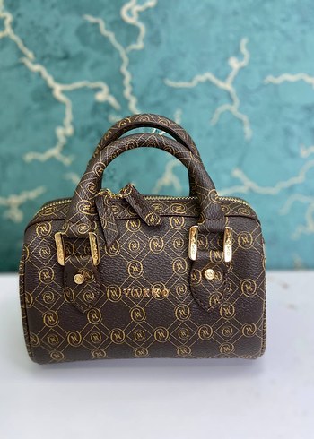 Kahverengi Deri Baskılı Kadın Çanta - Görsel 2