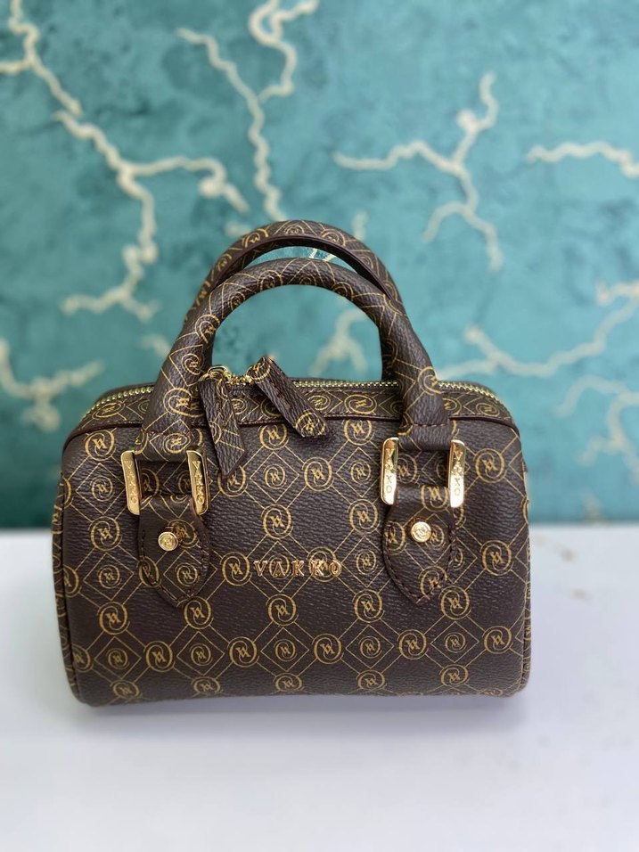 Kahverengi Deri Baskılı Kadın Çanta - Görsel 2