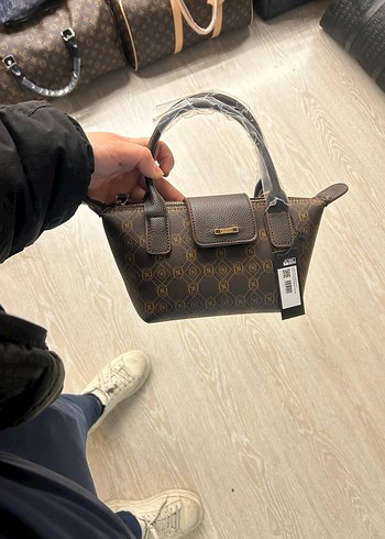 Kahverengi Baskılı Deri Tokalı Kadın Çanta - Görsel 8