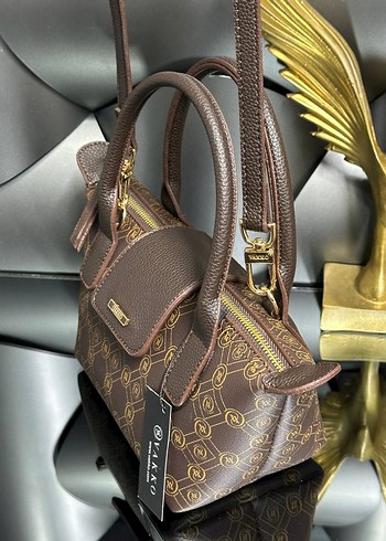 Kahverengi Baskılı Deri Tokalı Kadın Çanta - Görsel 9