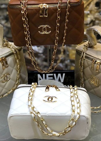 Zincir Detaylı Kahverengi İşlemeli Deri Kadın Çanta - Görsel 9