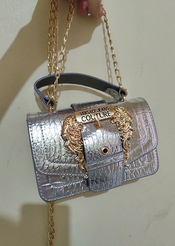 Zara Gri Deri Kadın Çanta Gold Tokalı