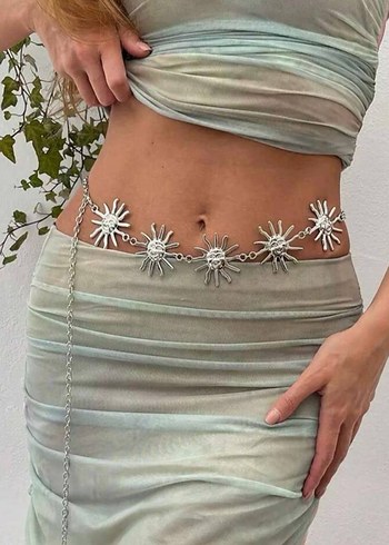 Yıldızlı Zincir Detaylı Altın Vücut Zinciri - Görsel 9