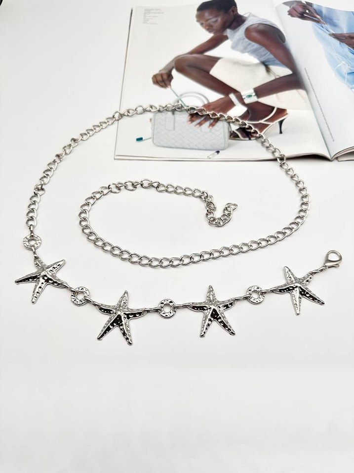 Yıldızlı Zincir Detaylı Altın Vücut Zinciri - Görsel 3