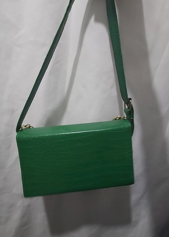 Yeşil Zincir Detaylı Deri Kadın Çanta - Görsel 2