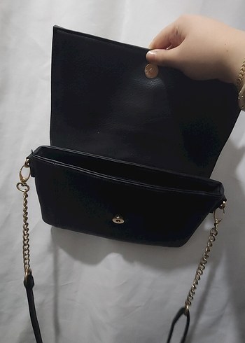 Zincir Detaylı Siyah Deri Kadın Çanta - Görsel 3