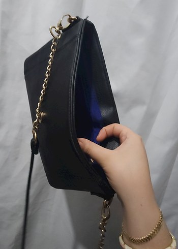 Zincir Detaylı Siyah Deri Kadın Çanta - Görsel 4