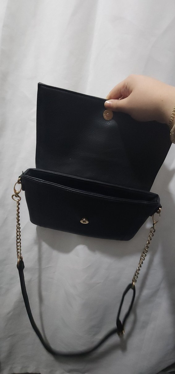 Zincir Detaylı Siyah Deri Kadın Çanta - Görsel 3