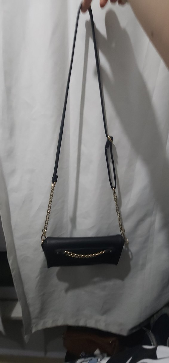 Zincir Detaylı Siyah Deri Kadın Çanta - Görsel 2