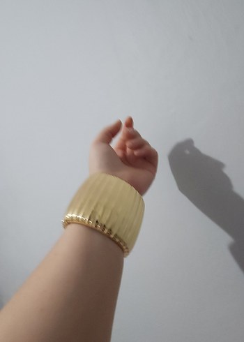 Parlak Altın Piliseli Kadın Bileklik/Bilezik - Görsel 6