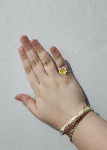 Beyaz Papatya Desenli Çocuk Yüzük - Görsel 2