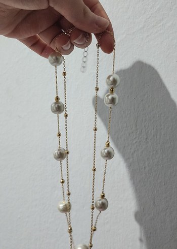 Beyaz İnci Kadın Kolye+Bileklik - Görsel 3