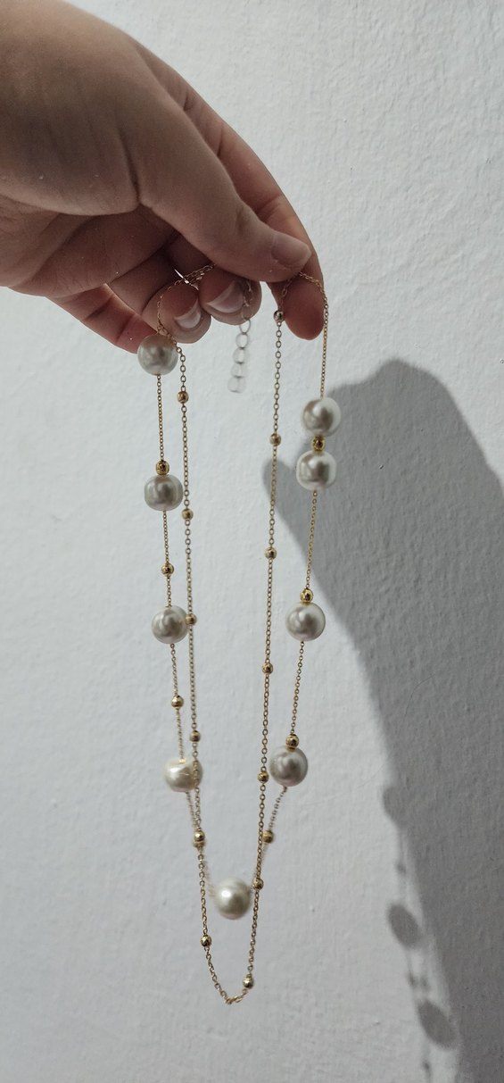 Beyaz İnci Kadın Kolye+Bileklik - Görsel 3