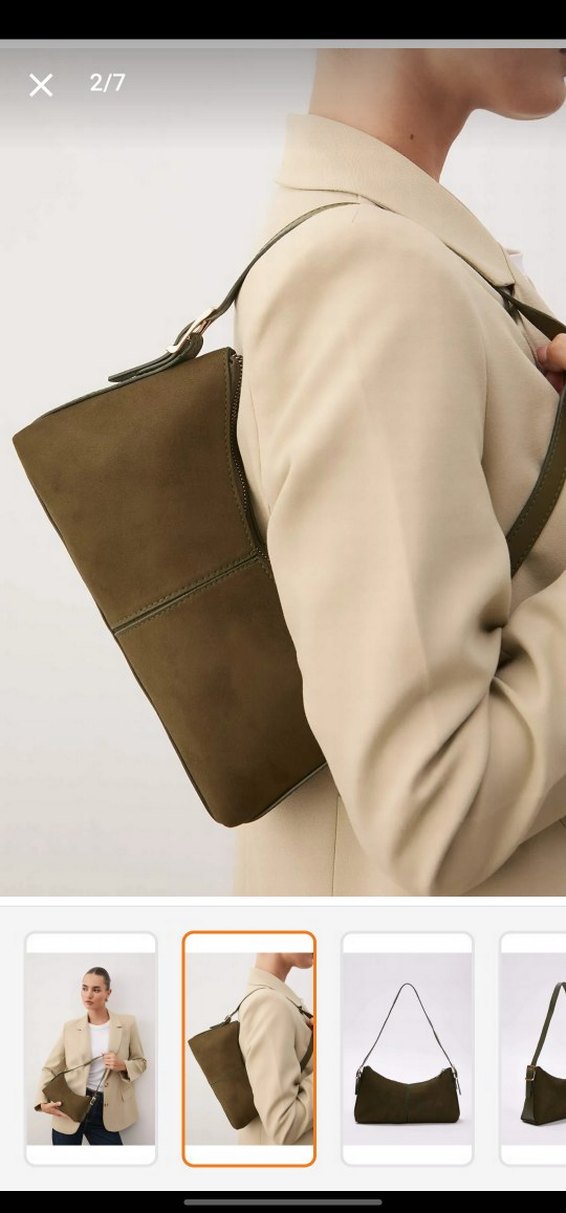 Haki Küçük Boy Süet Çanta - Görsel 3