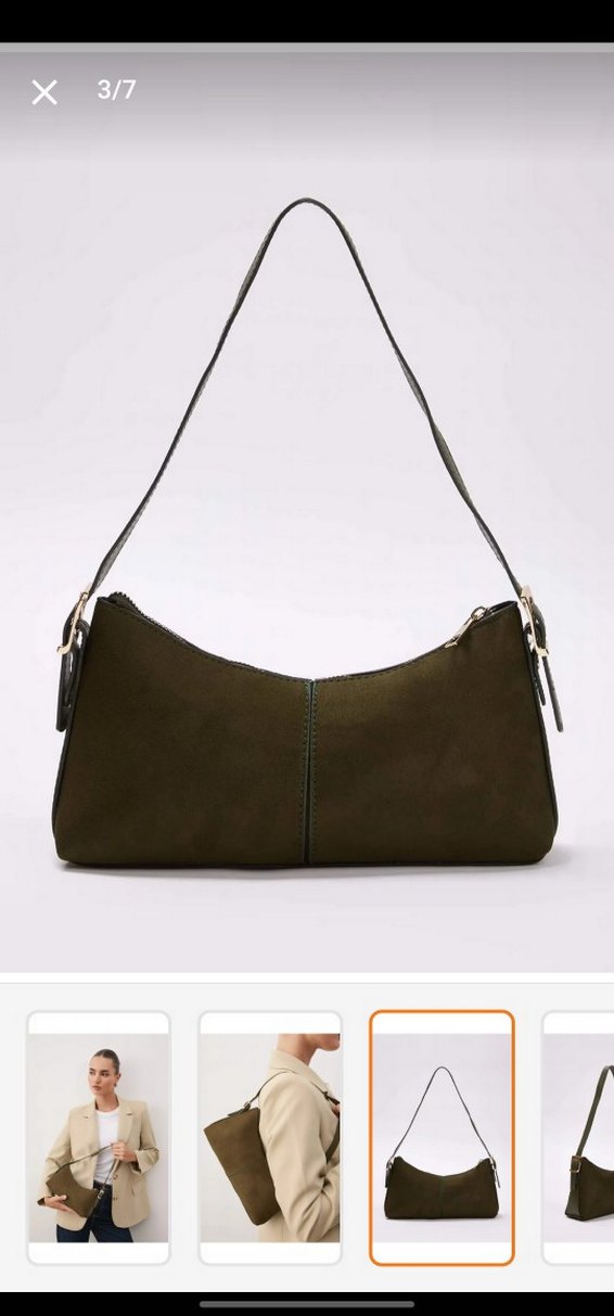 Haki Küçük Boy Süet Çanta - Görsel 4