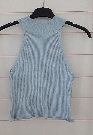 mavi halter yaka triko askılı 