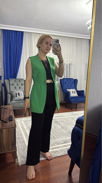 m Beden yeşil Renk yelekli takım