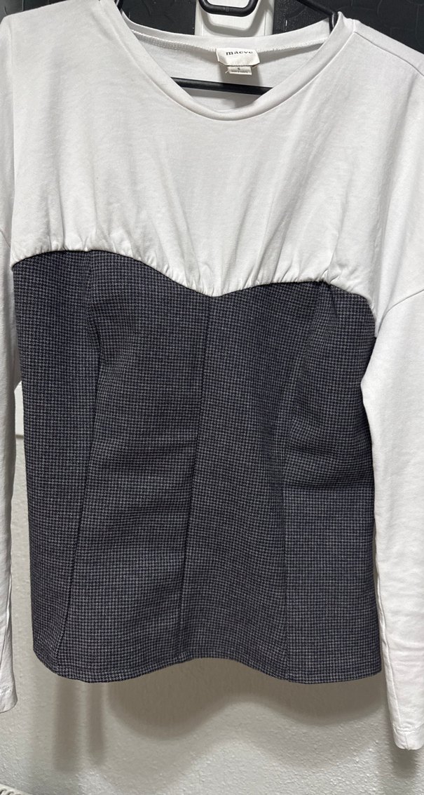 Gri Piliseli Uzun Kollu  bluz - Görsel 2