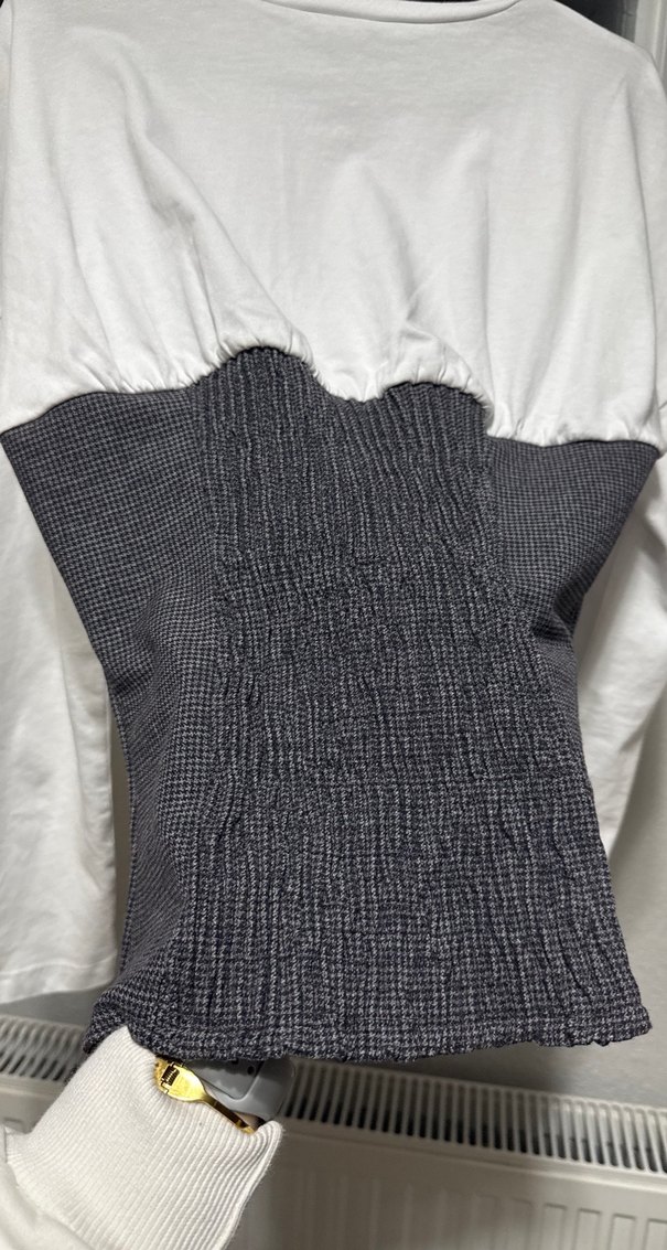 Gri Piliseli Uzun Kollu  bluz - Görsel 4