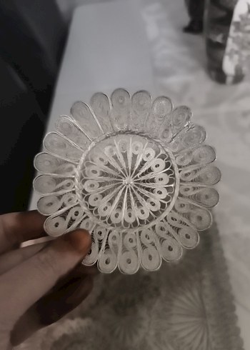 gümüş kaplama bakır telkari işçiliği Tepsi ve Fincan Seti - Görsel 2